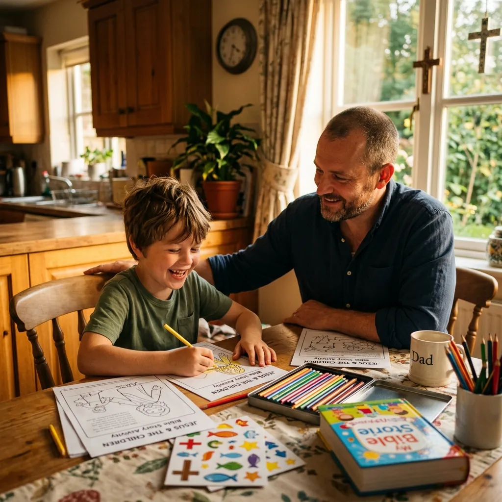 Pai e filho estudando a Bíblia